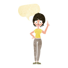 cartoon woman explaining her point with speech bubble