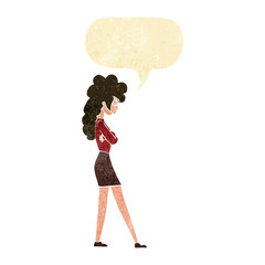 cartoon annoyed woman with speech bubble