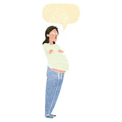 cartoon pregnant woman with speech bubble