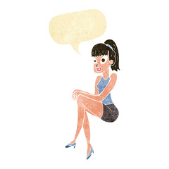 cartoon pretty woman with speech bubble