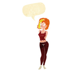 cartoon attractive girl with speech bubble