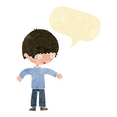 cartoon confused boy with speech bubble