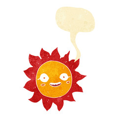 cartoon happy sun with speech bubble