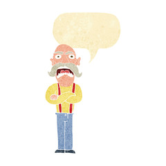 cartoon shocked old man with speech bubble