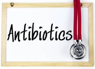 antibiotics word write on blackboard