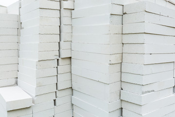 Stack of foamed concrete blocks