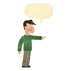 cartoon man pointing with speech bubble
