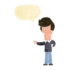 cartoon man pointing with speech bubble