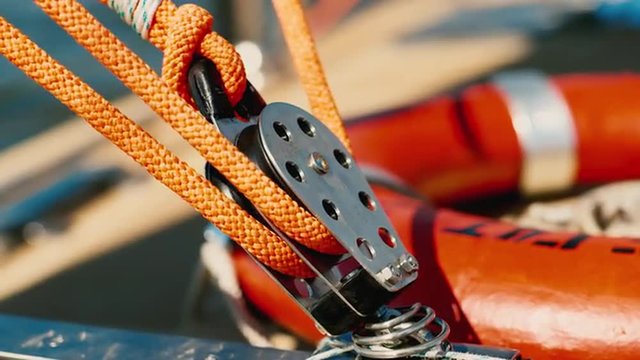 pulley on an  yacht, yacht detail