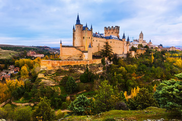 Fototapeta na wymiar Alcazar of Segovia in day time