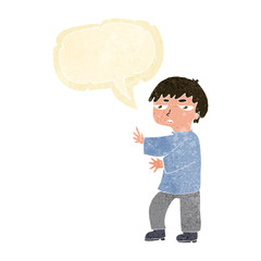 cartoon man gesturing with speech bubble