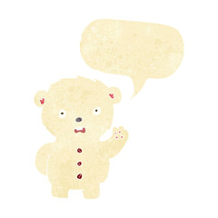 cartoon unhappy polar teddy bear with speech bubble