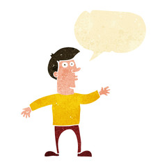 cartoon worried man with speech bubble