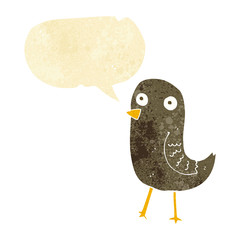 funny cartoon bird with speech bubble