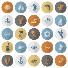 Summer and Beach Simple Flat Icons