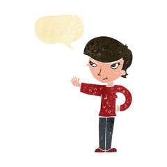 cartoon woman waving with speech bubble