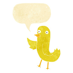 funny cartoon bird with speech bubble