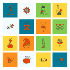 Set of Flat Autumn Icons