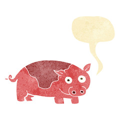 cartoon pig with speech bubble