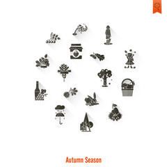 Set of Flat Autumn Icons