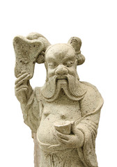 ancient chinese stone sculpture on white background