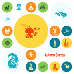 Set of Flat Autumn Icons