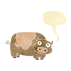 cartoon pig with speech bubble