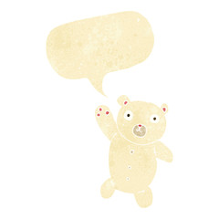 cartoon cute polar teddy bear with speech bubble