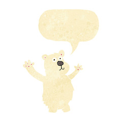 cartoon funny polar bear with speech bubble