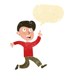 cartoon boy panicking with speech bubble