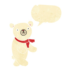 cute cartoon polar teddy bear with speech bubble
