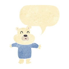 cartoon unhappy polar bear  with speech bubble