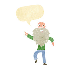 cartoon stressed old man with speech bubble