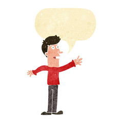 cartoon man reaching with speech bubble