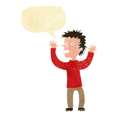 cartoon excited boy with speech bubble