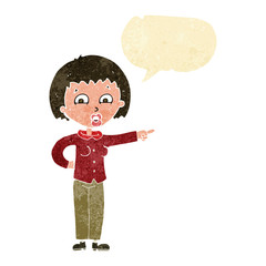 cartoon pointing woman with speech bubble