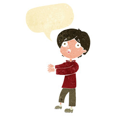 cartoon shocked boy with speech bubble