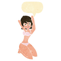 cartoon sexy woman posing with speech bubble