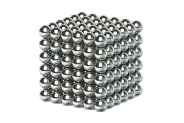Cube of metal balls