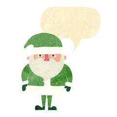 cartoon happy santa claus with speech bubble