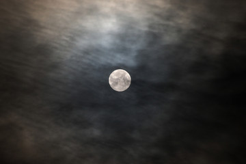 A large full moon against a black sky