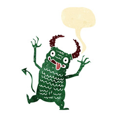 cartoon demon with speech bubble