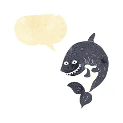 Foto op Canvas cartoon shark with speech bubble © lineartestpilot