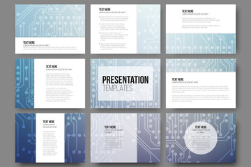 Set of 9 vector templates for presentation slides. Abstract