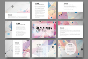Set of 9 templates for presentation slides. Abstract colored