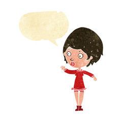 cartoon pretty woman with speech bubble