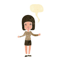 cartoon annoyed woman with speech bubble