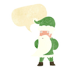 cartoon santa claus with speech bubble