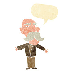 cartoon angry old man with speech bubble