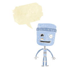 cartoon funny robot with speech bubble
